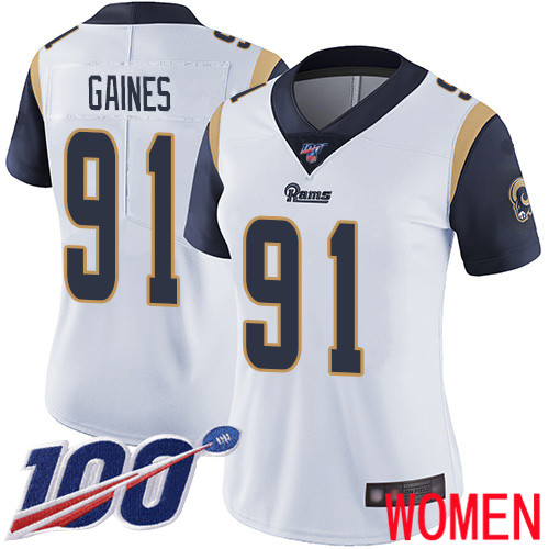 Los Angeles Rams Limited White Women Greg Gaines Road Jersey NFL Football #91 100th Season Vapor Untouchable->los angeles rams->NFL Jersey